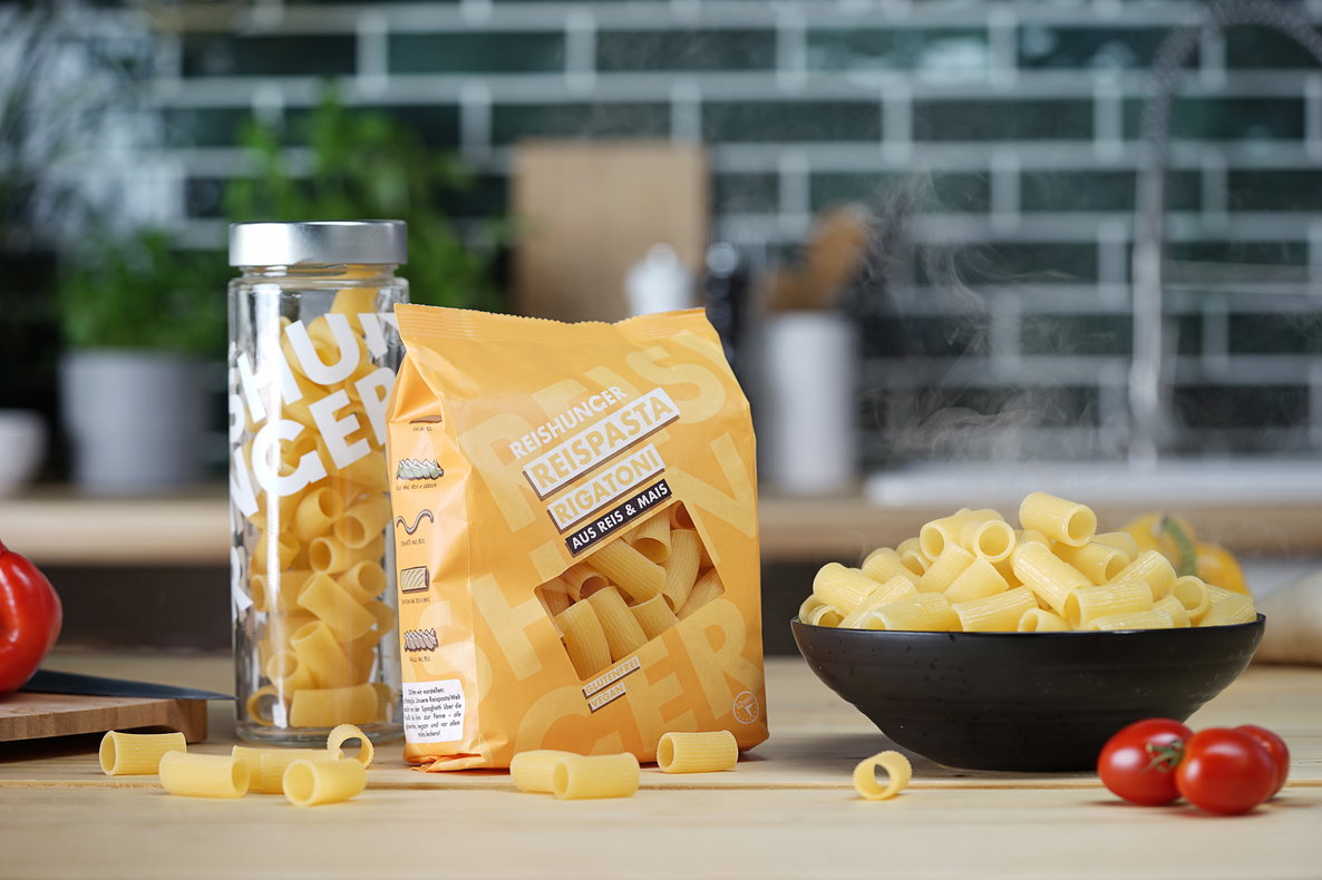 Reishunger Reispasta Rigatoni aus Mais und Reis